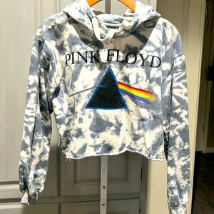 Pink Floyd tie dye cropped fleece hoodie Size Medium